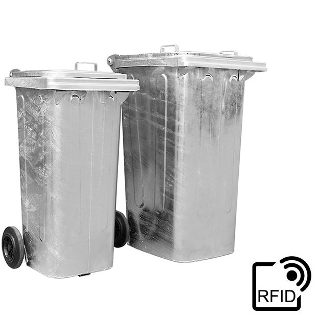 Müllcontainer aus Stahl mit Transponderchip